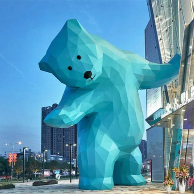 기하학적 동물 큰 야외 곰 상 금속은 정원을 위해 페인트를 칠했습니다