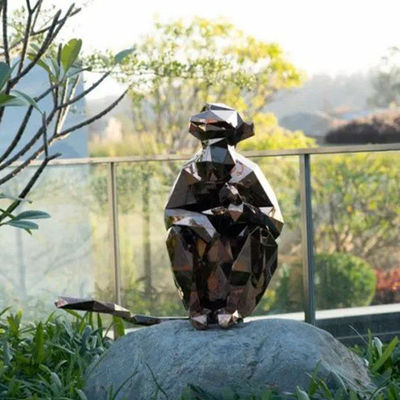 잔디밭 정원 동물은 금속 기하학적 구조 브론즈 원숭이 조각을 조각합니다